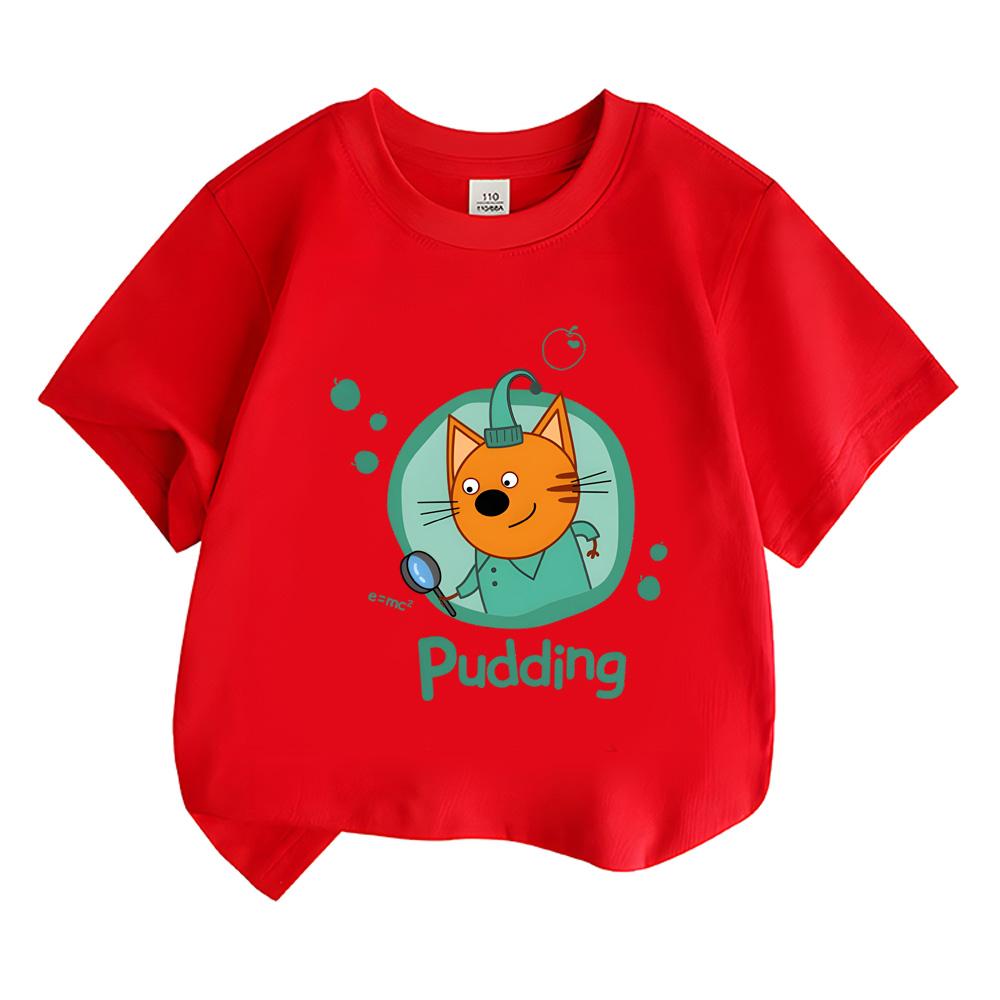 

Summer 100% Cotton Kid-e-cats T-shirt Boy Cartoon Print Short Y2k One Piece Anime O-neck Tees Kids Clothes Girls Anime T-shirt summer Tops 100 красный