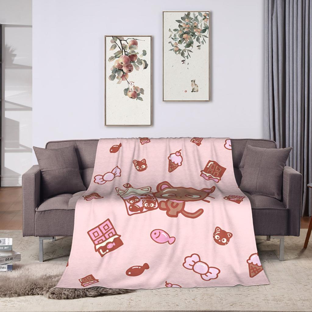Cute Chococats Blankets Black Cat Soft Comfortable Plush Bedding Throws For Students Living Room Flannel Bedspread Bed Cover