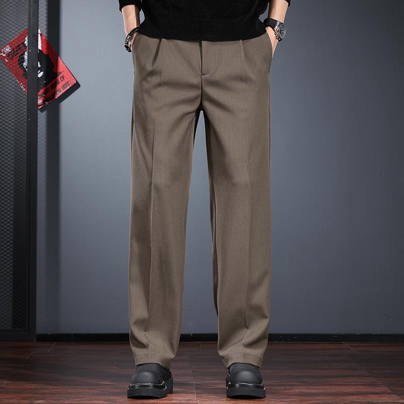 High-end suit pants men's new autumn loose straight pants brown drape versatile business casual pants
