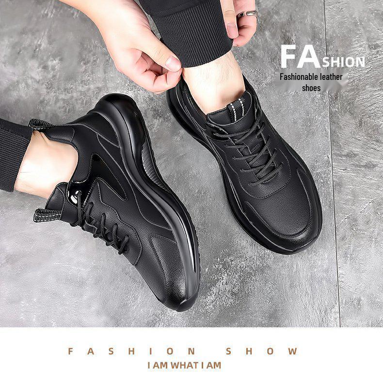 Męskie lekkie oddychające wodoodporne antypoślizgowe sportowe codzienne buty do pracy, miękka skóra, duży rozmiar 45-46.