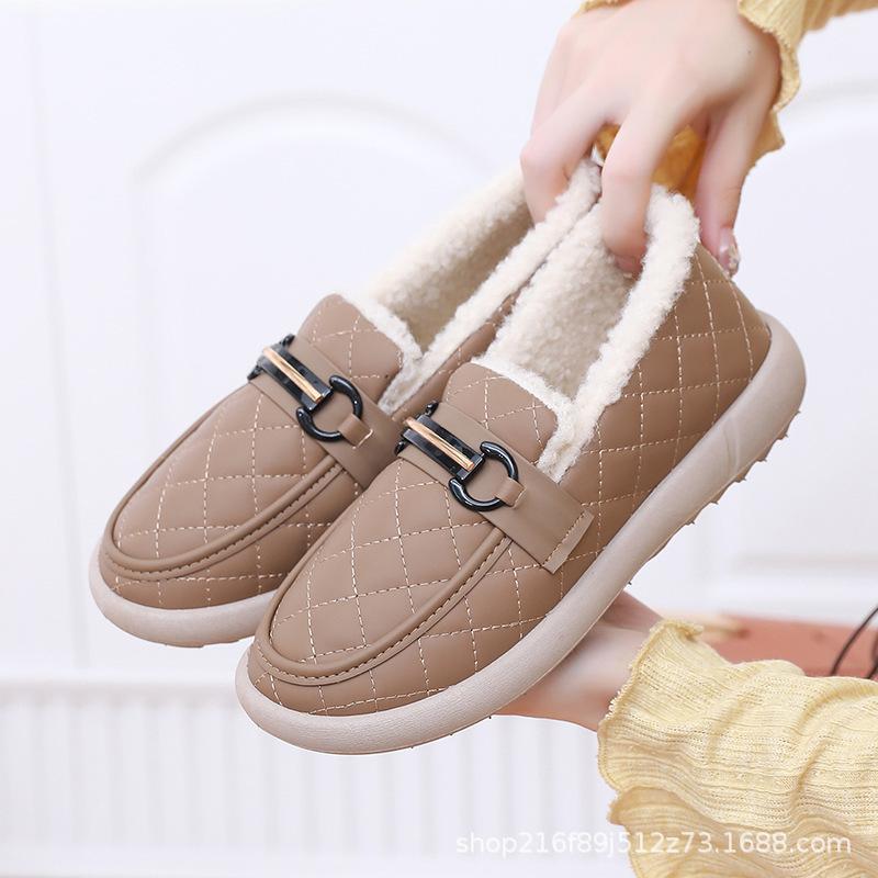 Women's cotton shoes pu fashion comfortable non-slip thick-soled casual mother cotton boots velvet warm Doudou cotton shoes