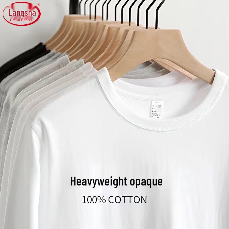 Langsha Women's Heavyweight Pure Cotton Long Sleeve T-Shirt