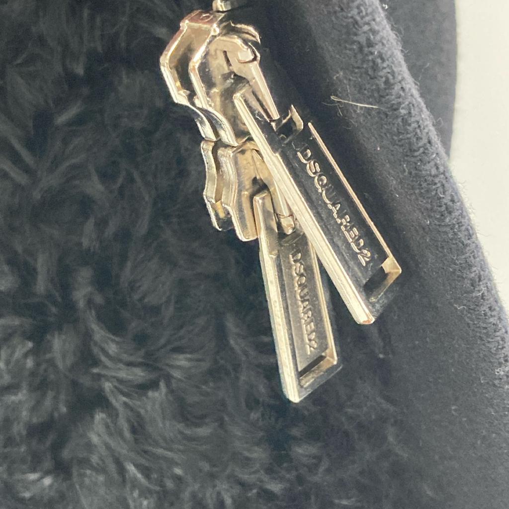 DSQUARED2 Black mouton collar wool short coat coat 38 blackUsed