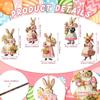 36pcs Easter Bunny Dangling Ornaments Retro Happy Easter Theme Wooden Tree Pendant Egg Rabbit Door Hangers Backdrop Decoration