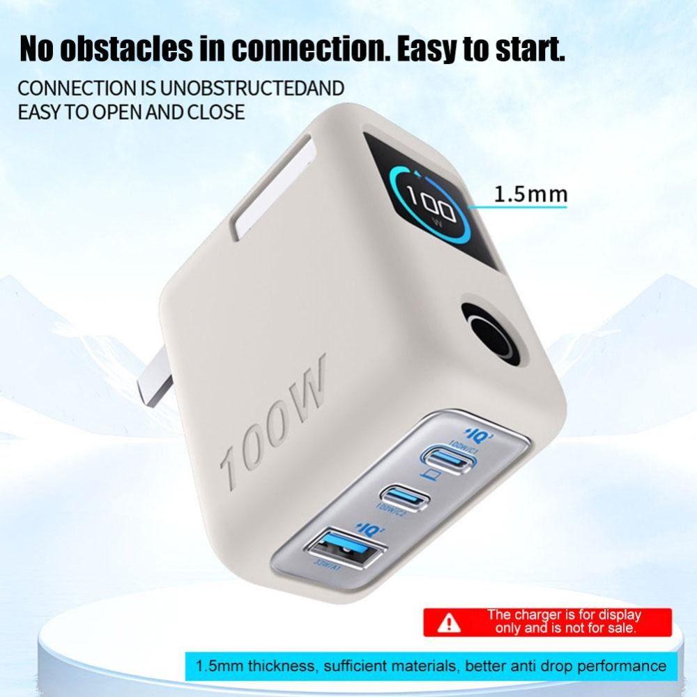 Dustproof Silicone Case Carrying Case for Anker 100W 3-Port Charger With Screen Display Travel
