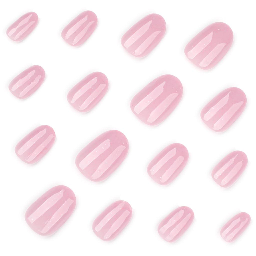 Glitter Shiny Nail Art: Short Round Wearable False Nails