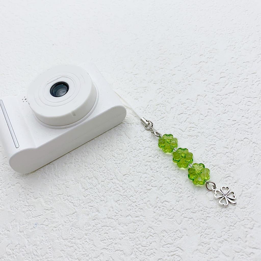 Barevný akrylový korálkový popruh na telefon čtyřlístky/tulipány přívěsek klíčenka všestranný přívěsek na telefony a tašky