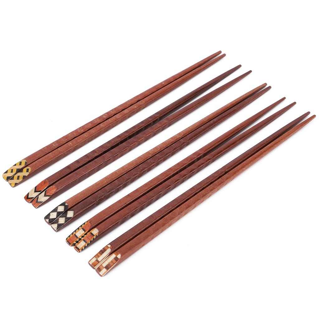 5 Pairs Natural Wood Chopsticks Environmental Protection HandCarved Chopsticks Gift Set