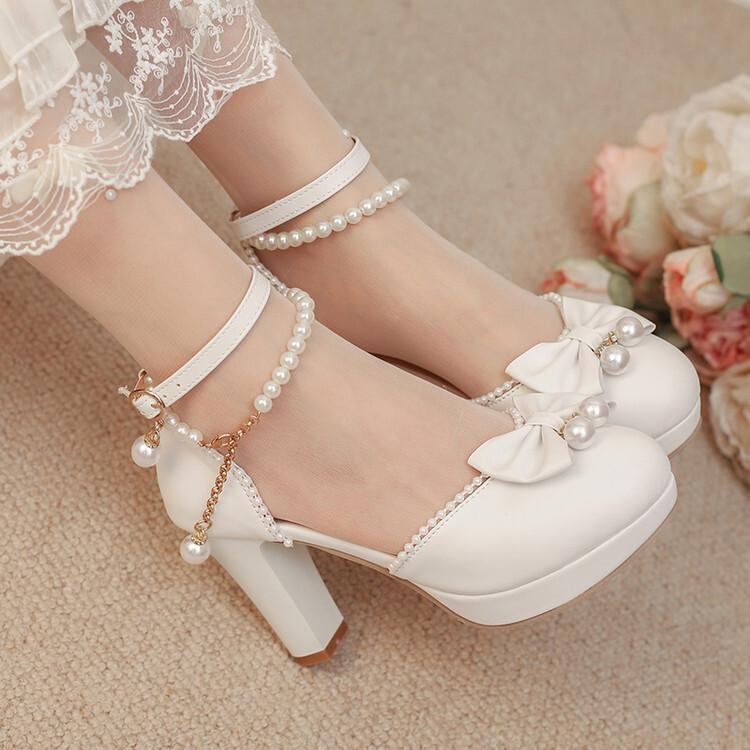 Baotou sandals lolita shoes princess lo shoes with skirt high heels thick heel single shoes lolita shoes