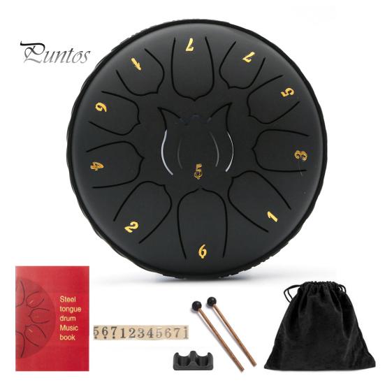 Steel Tongue Drum Set Ethereal Drum with Bag Sticks Music Book Drum Holder Sound Healing Hand Drum for Meditation Yoga Chakra Music Therapy
