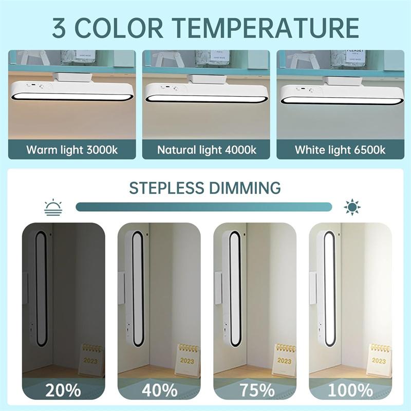 Rechargeable Desk Light Bar Magnetic Led Light With Adjustable 3 Colors Brightness Wireless Vanity Mirror Light For Shelf