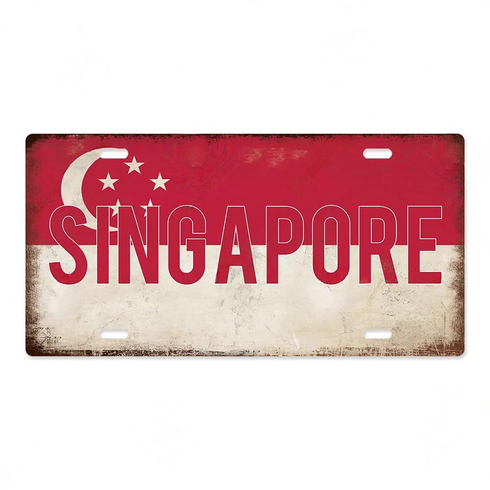 FJ Country National Flag Metal TinSigns Decor License Plate Plaque Metal Vintage Home Wall Decoration for Bar Pub Man Cave