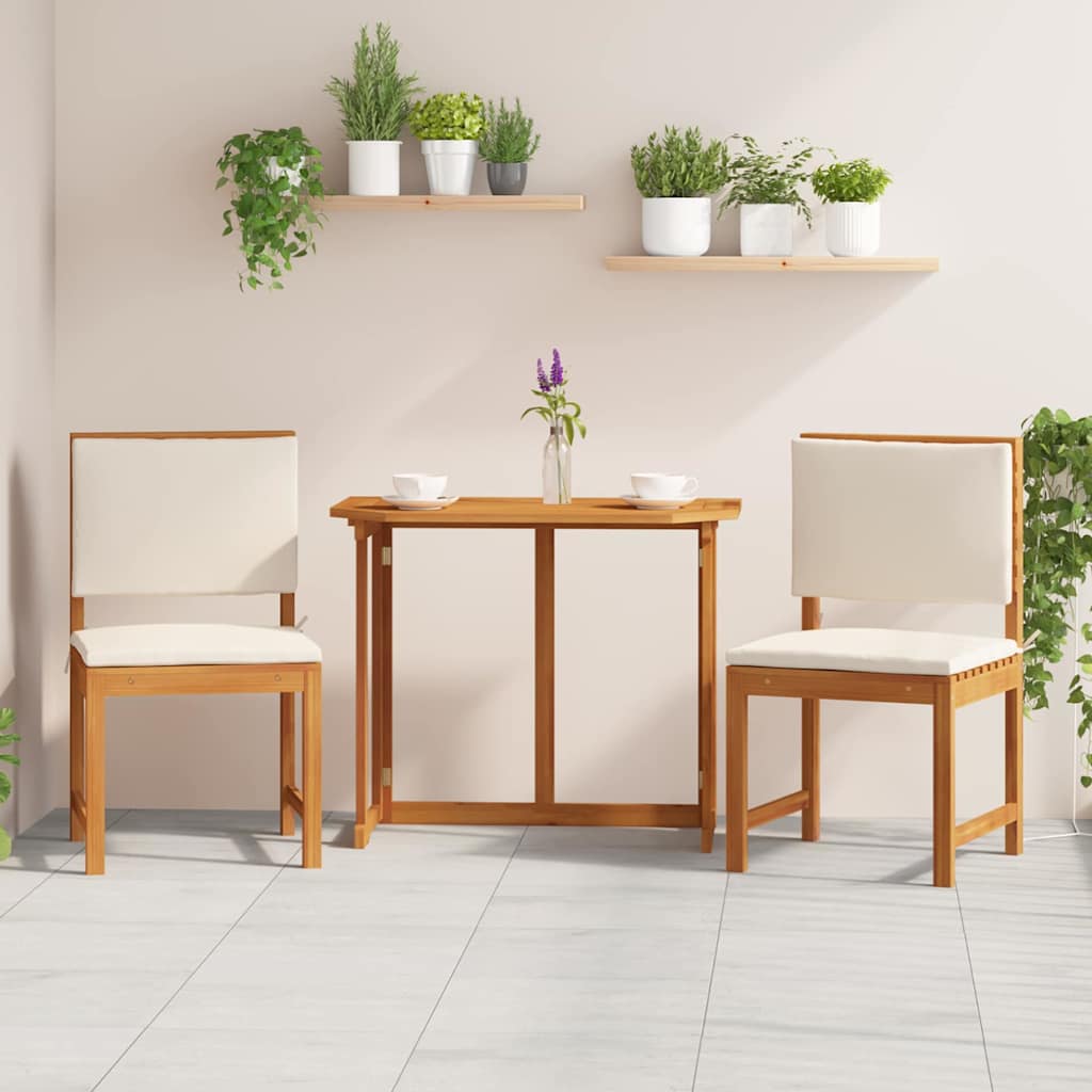 Garden Chair with Cushion 2 Pcs Brown Solid Acacia Wood
