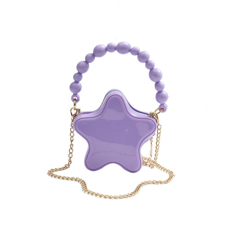 

Cute little bag 2025 new Mori sweet girl little fragrant pearl portable messenger chain star bag pu фіолетовий