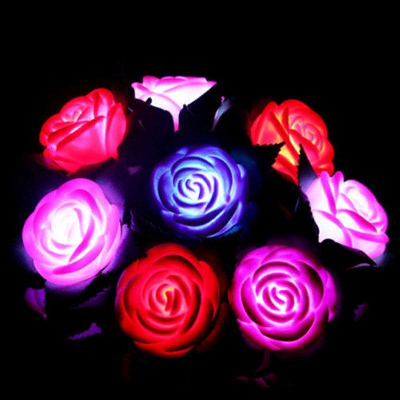 Rose LED Lamp Flower Night Lights Yard Outdoor Garden Path Rose LED Lamp Flower Night Lights Yard Outdoor Garden Path
