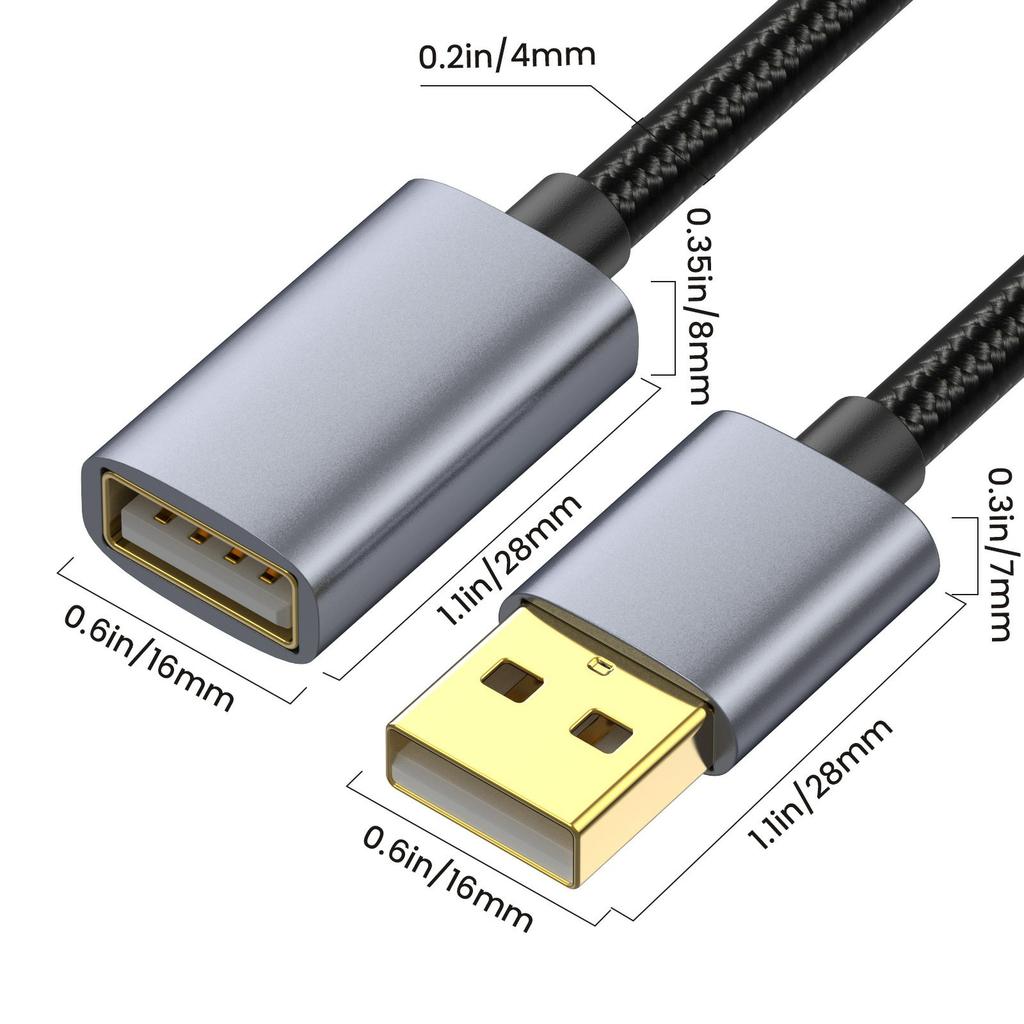 USB Extension Cable 1.8m USB 2.0 Type A Male to Female Extender Cord for Printer,Keyboard,Mouse,Flash Drive