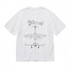 Men's Trend Classic T-Shirt Technical Plane Blueprint Design Printed Cotton Tee