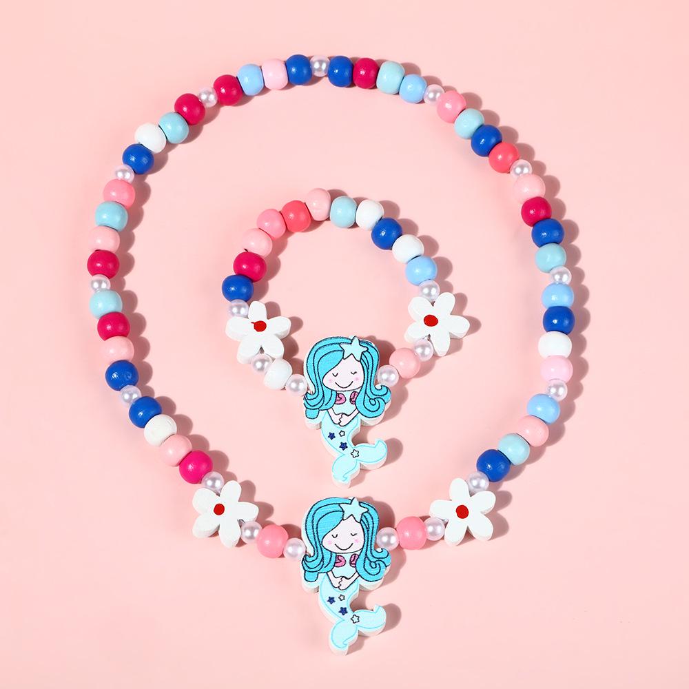 Charming Mermaid Necklace & Bracelet Set for Kids – Candy Color & Princess Theme