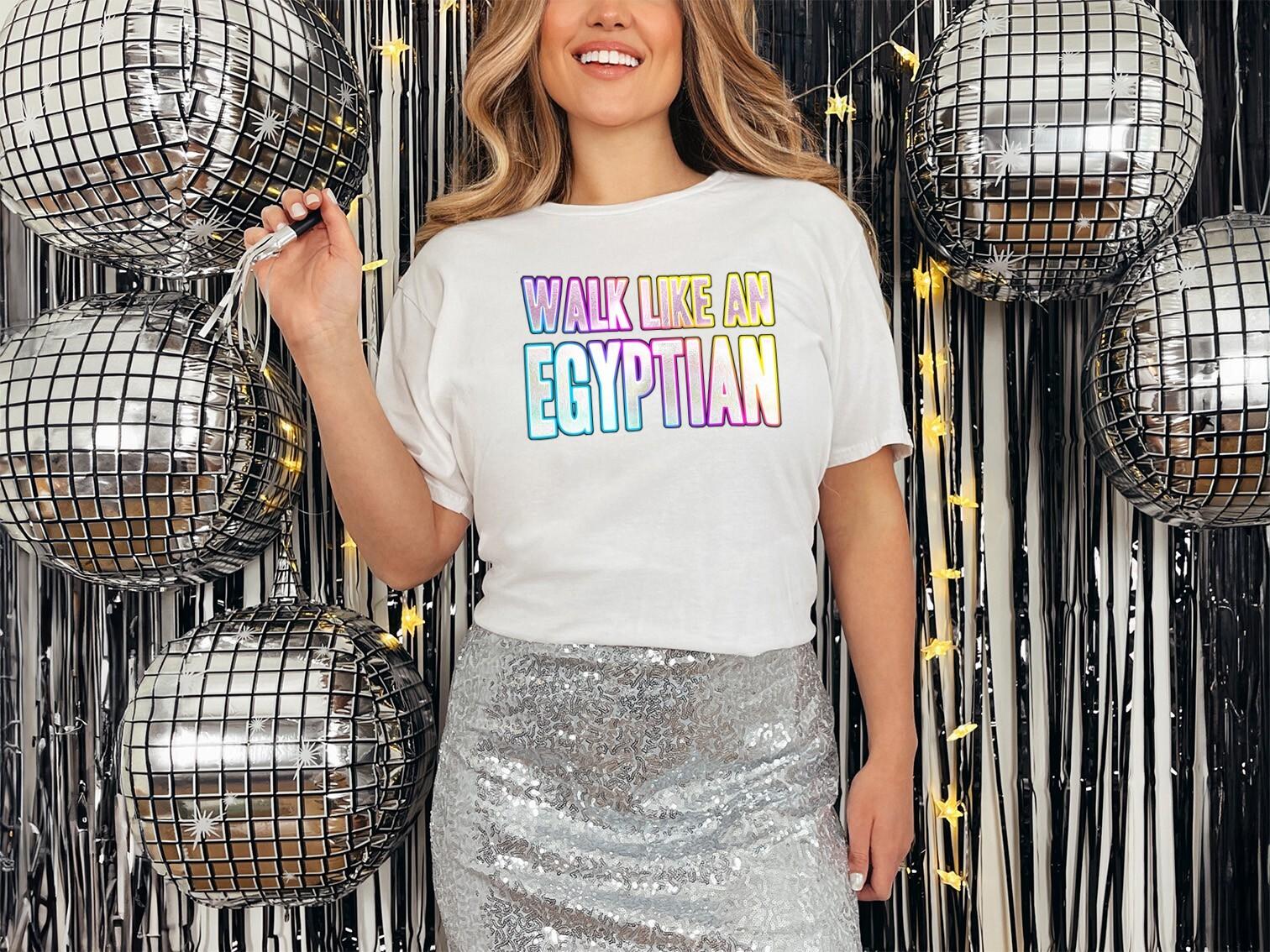 Walk Like An Egyptian T-Shirt Mens Womens Tees Top Funky Print Fancy Dress Bangles Weekend 80s Party 2XL