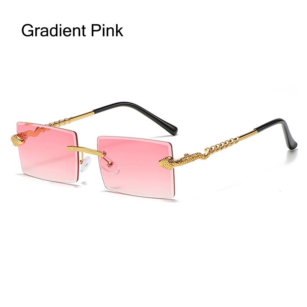 

Trendy Rimless Snake-Shaped Metal Sunglasses Square Frame Frameless Street Shades Gradient Lens Sun Glasses For Women & Men