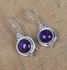 Amethyst Gemstone 925 Silver Round Earrings Boho Earrings Bezel Earrings Gift For Her Statement Earrings