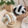 Soft & Fluffy Dual-Tone Knotted Ball Pillow-Handmade Home Decor Cushion for Couch Elevate Chic Interior Design & Home Aesthetics