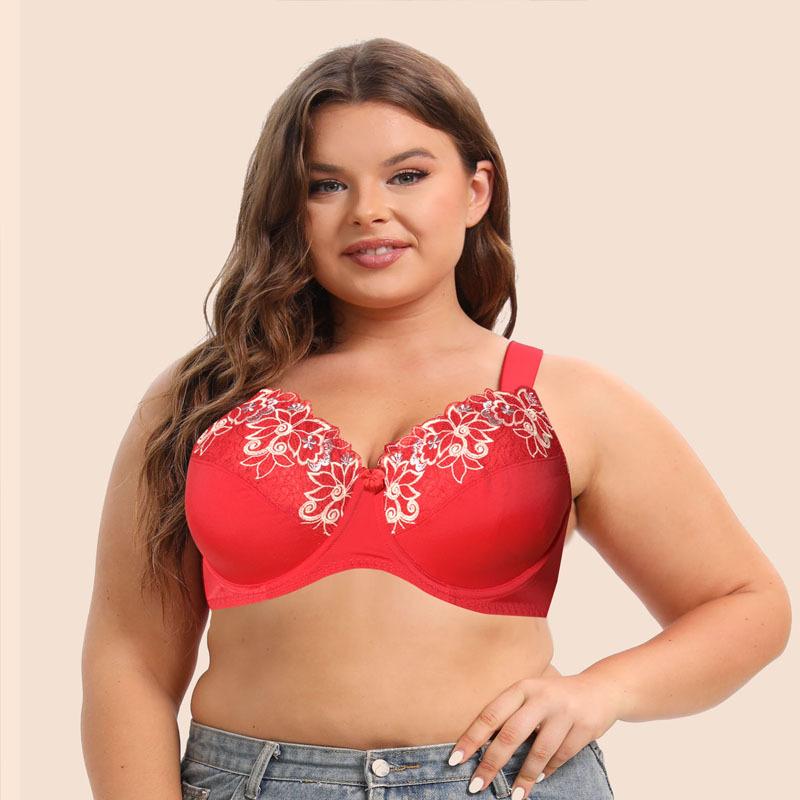 

Европейский и американский ультратонкий бюстгальтер большого размера из изысканного вышитого кружева, для большой груди, скрывающий полноту, MM нижнее белье 34D