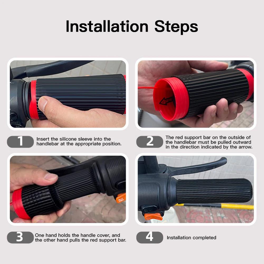 1Pair Silicone Handlebar Grips Cover for Scooter E-Bike Brake Lever Cover Non-Slip Comfortable Grip Motorcycle Grip Accessory