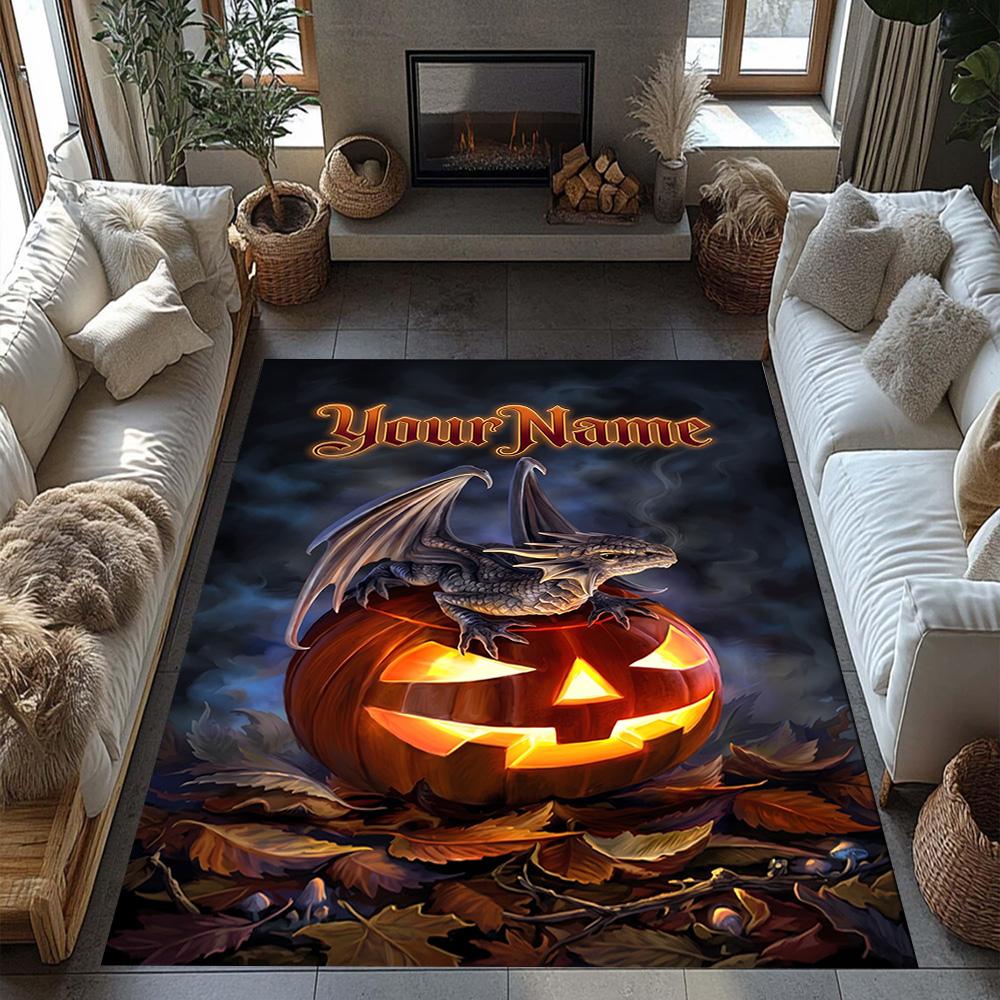 Gothic Illustrations Customizable Name Floor Rug Office Rug Design for Bedrooms Dining Room Kitchen Living Rooms Antislip Carpet Office Home Decor