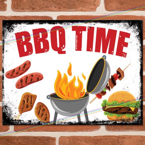 

BBQ TIME Metal Signs Gift Shed Garage Kitchen Garden Patio Bar Gift Tin Sign UKAluminum 20x30cm（7.8x11.8inch）