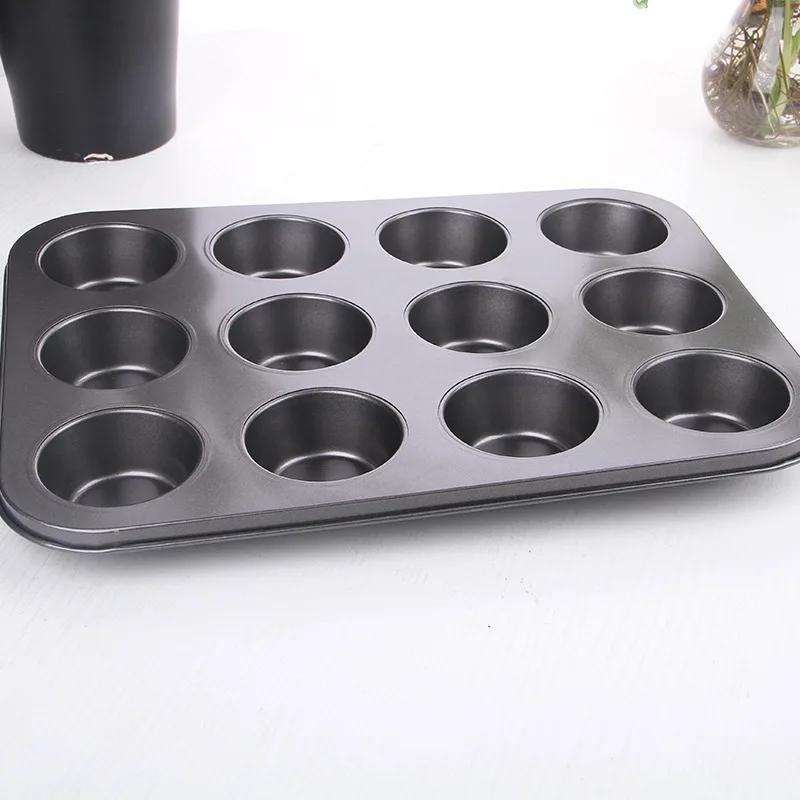 Stampo per Torta a 6/12 Fori Stampo per Muffin Cupcake Stampo Fai da Te Antiaderente Pirofila Acciaio al Carbonio Teglie da Forno per Cucina Utensile per Pasticceria