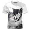 Summer Round Neck Animal Wolf Pattern 3D Print Top Fashionable Casual Short Sleeved Men's T-shirts