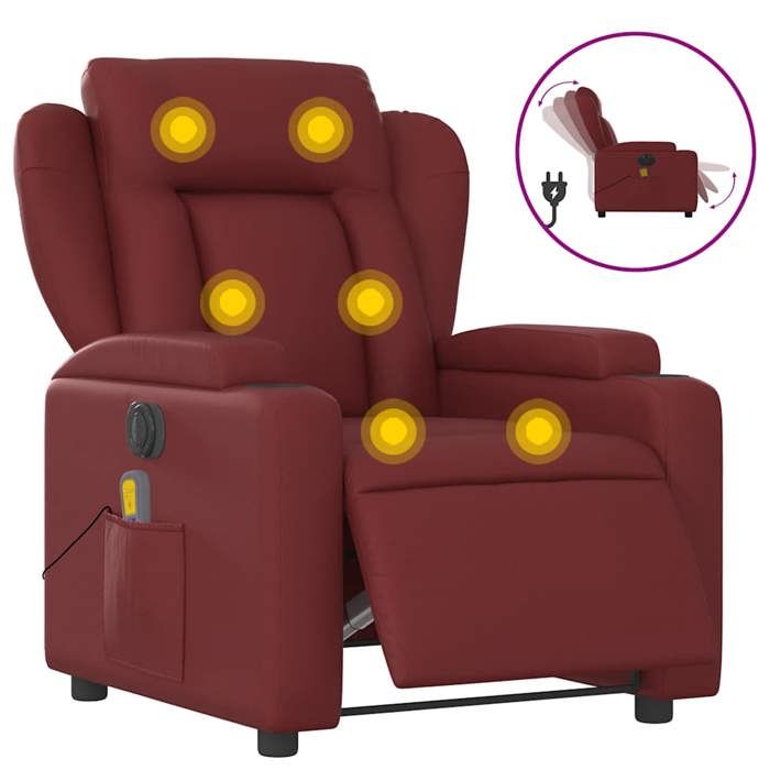 VidaXL Electric Reclining Massage Chair Bordeaux Red 3204541