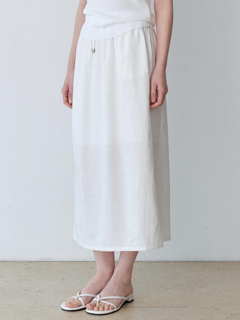 Le Studio Linen Blend Back Slit Long Skirt (Iv)