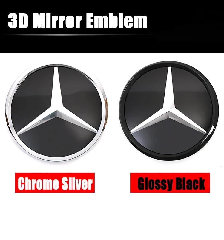 Star Badge Car Front Grill LED Emblem Light For Mercedes Benz 3D Mirror Logo CLA A B C E S GLA GLK ML GL CLS R