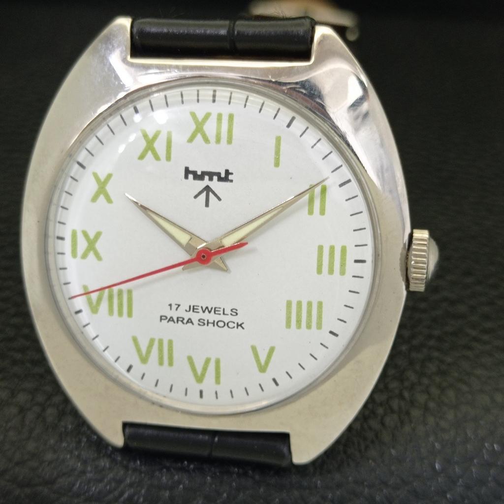 HMT Handaufzug Indische Herren Vintage Römische Ziffern Weißes Zifferblatt Uhr a702844-1