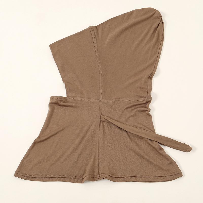 Modal Jersey Full Coverage Tie Back Under Cap Solid Color Muslim Woman Hijab Innerscarf Islamic Fashion Turban Bonnet 40*40Cm
