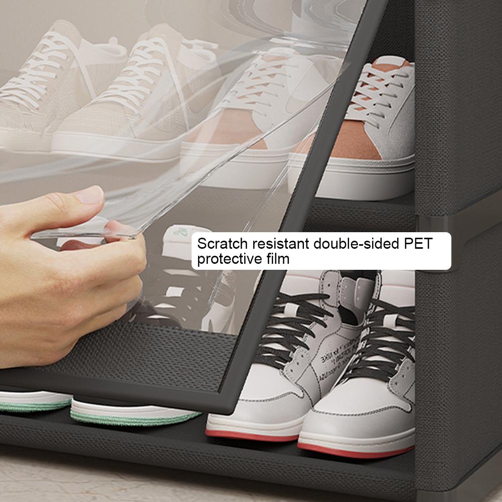 9-Tier 42cm/60cm Shoe Storage Holds 18 Pairs Tall Shoe Rack with Clear Cover For Wall Corner Stackable Shelf Adjustable Cabinet