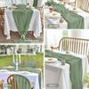Wedding Pink Gauze Table Runner Semi-Sheer Vintage Cheesecloth Table Setting Dining Party Christmas Banquets Arches Cake Decor