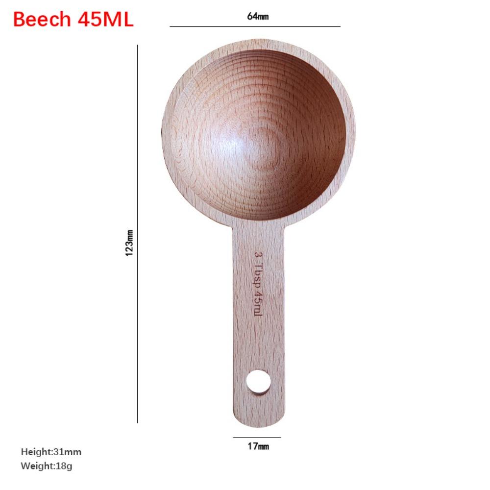 Portable Wooden Measuring Spoon 7.5/10/15/20/30/45ML Kitchen Soup Spoons Kitchen Gadgets Coffee Tea Sugar Spice Spoon