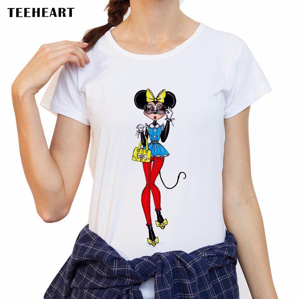 Mice Printed Gils T-shirt 4 Quarter Sleeve