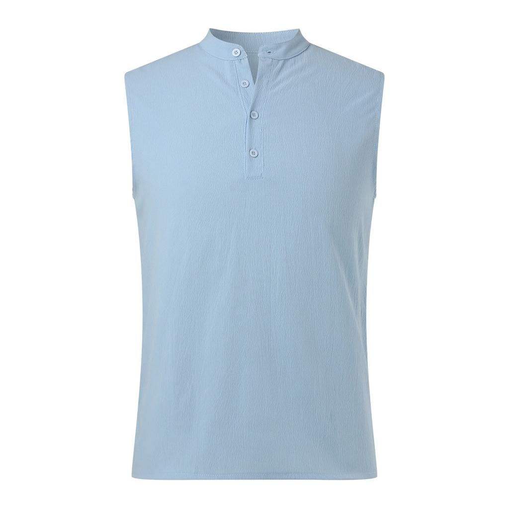 Men's Vintage Cotton And Linen Solid Color Casual Sleeveless