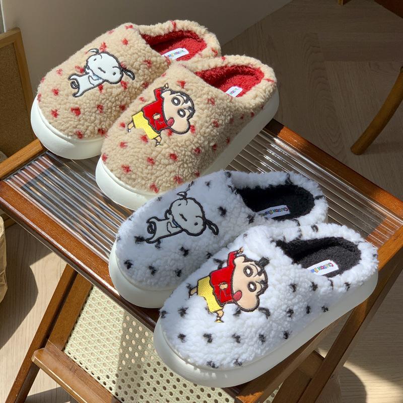 Genuine IP joint name Mingsheng crayon small new cotton slippers winter couple home warm cartoon Mao Mao shoes