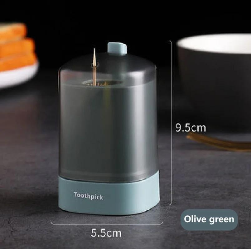 1 Pcs Household Toothpick Box Automatic Press Type Toothpick Cylinder Hotel Toothpick Storage Box Plastic Toothpick Can