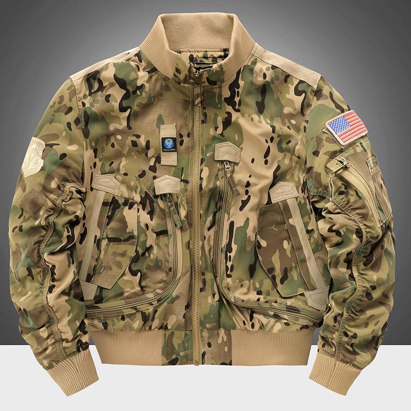 

New flight suit tooling outdoor special training field baseball suit short tactical stand-up collar multi-bag jacket 4XL