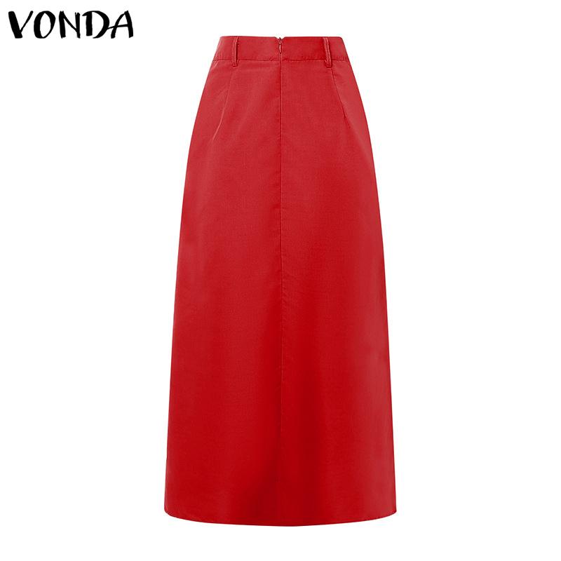 VONDA Faldas Midi de Cintura con Cremallera y Plisados para Mujer, Vestido Largo de Oficina