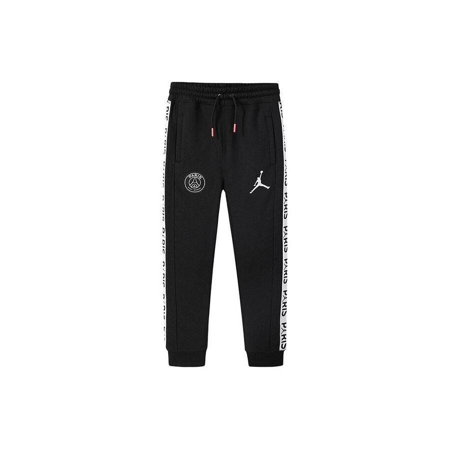 Jordan Knitted Sweatpants Side Logo Fabric Print Elastic Waistband Fleece Lined Elastic Cuff Black Kids' 956619-023