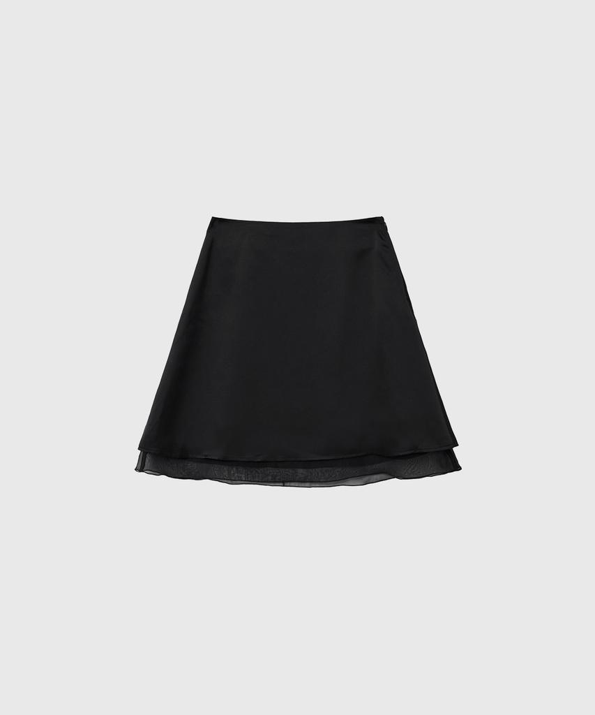 General Idea Satin Layered Skirt [Black] / Gf2Lsk504