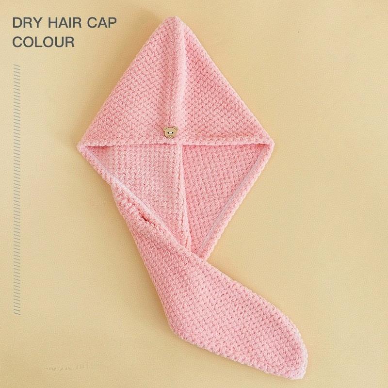 4/2Pcs Hair Drying Towel With Button Women'S Quick-Dry Microfiber Headscarves Absorbent Hair Towel Wrap Thickened Soft Headscarf