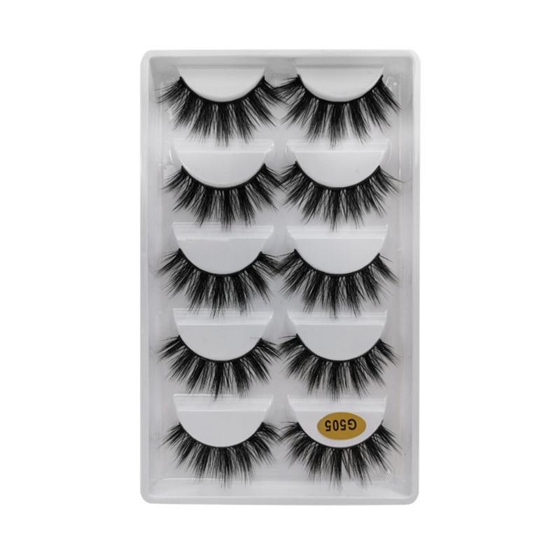 Natural Dense Slender Curling Handmade Fake Eyelash 5Pair Mink False Eyelashes Reusable Eyelash Extension Long Makeup for Beauty
